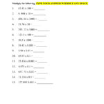 Ejercicio De Multiplying Decimals 10 100 100 0 1 0 01 0 001