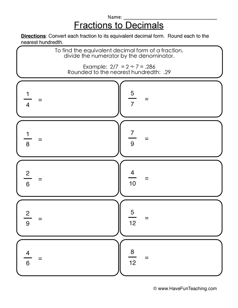 Fraction Worksheets Have Fun Teaching