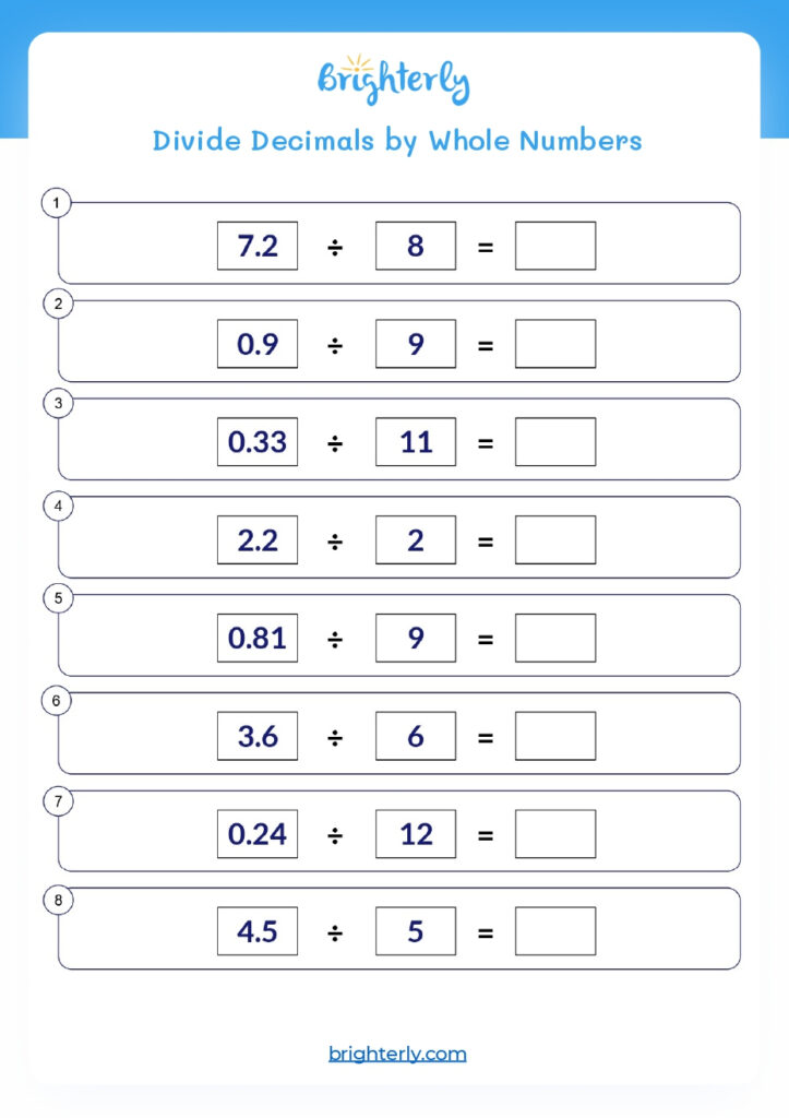 Free Printable Dividing Decimals Worksheet PDF Brighterly