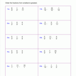 Free Worksheets For Comparing Or Ordering Fractions