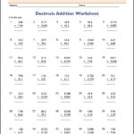 Grade 5 Decimals Worksheet Decimal Worksheets