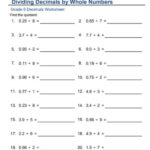 GRADE 6 PRINTABLE WORKSHEET 5 DIVISION OF DECIMALS CHECK FOR ANS