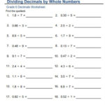 GRADE 6 PRINTABLE WORKSHEET 6 DIVISION OF DECIMALS CHECK FOR ANS