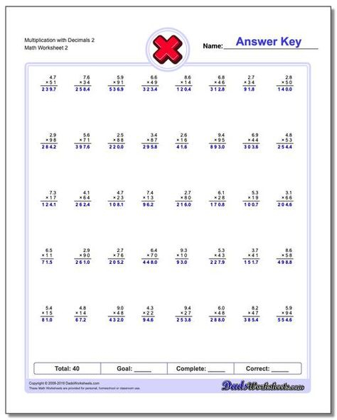 Https www dadsworksheets Multiplication Worksheet With Decimals 