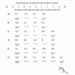 Math Worksheets 4th Grade Ordering Decimals To 2dp