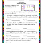 Multiplication With Decimals Word Problems Worksheet Times Tables