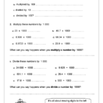 Multiply And Divide By 10 100 And 1000 Division Maths Worksheets For