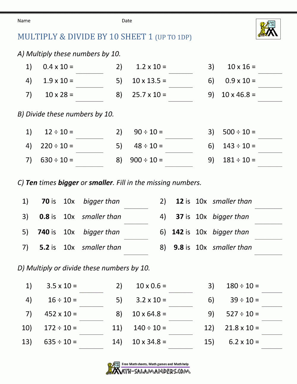 Multiply And Divide By 10 100