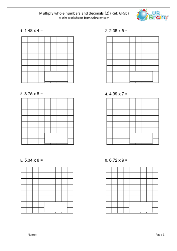 Multiply Decimals By Whole Numbers 2 6F9b Arithmetic Paper Practice 