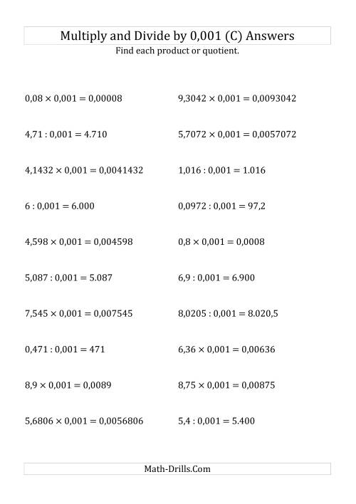 Multiplying And Dividing Decimals By 0 001 C 