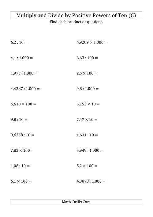 Multiplying And Dividing Decimals By Positive Powers Of Ten Standard 