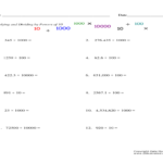 Multiplying And Dividing Decimals By Powers Of 10 Worksheets