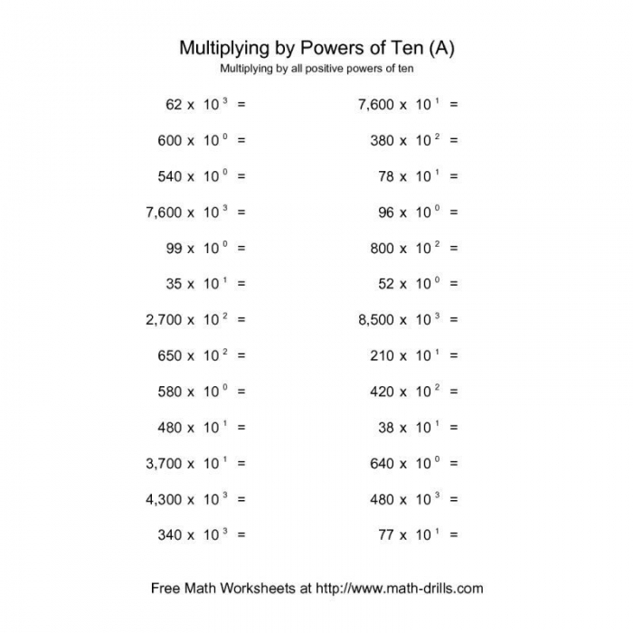 Multiplying By Powers Of 10 Worksheets 99Worksheets