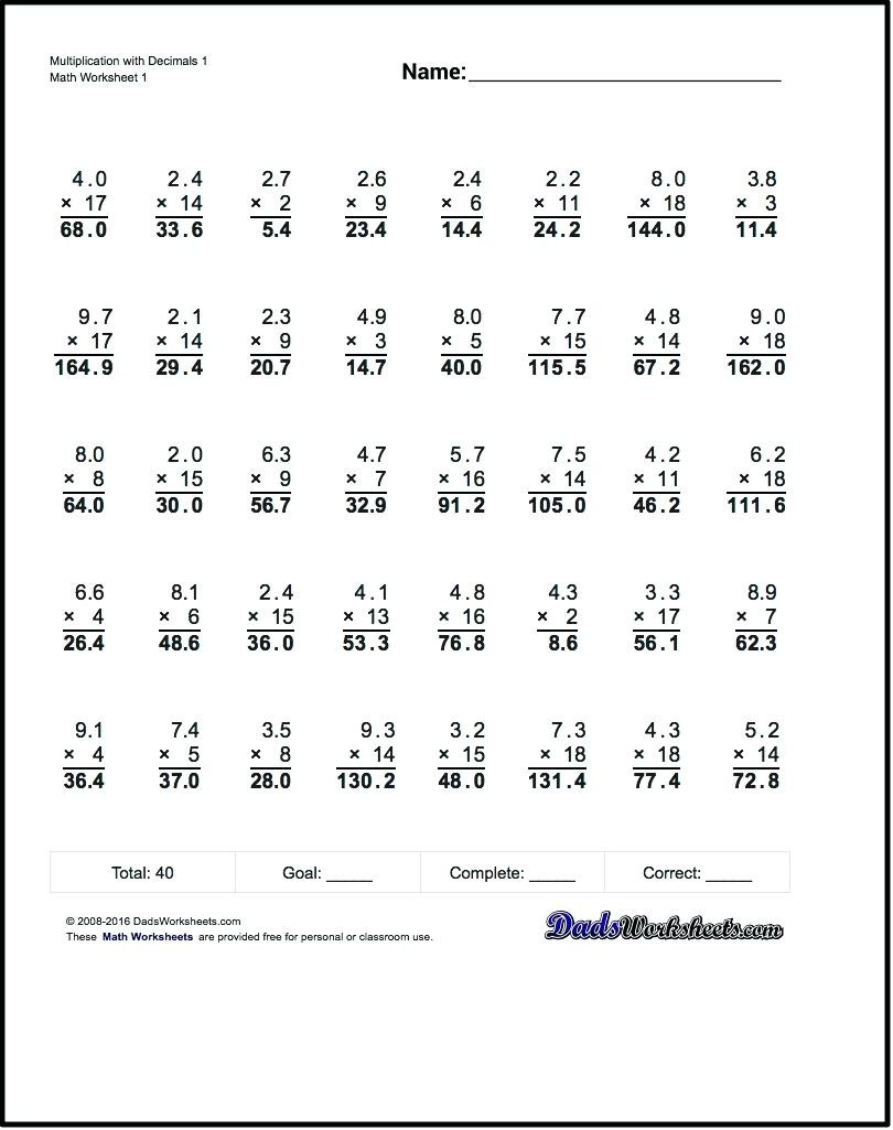 Multiplying Decimals Practice Worksheet Multiplying Decimals Db excel