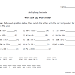 Multiplying Decimals Riddle Multiplying Decimals Riddles Lettering