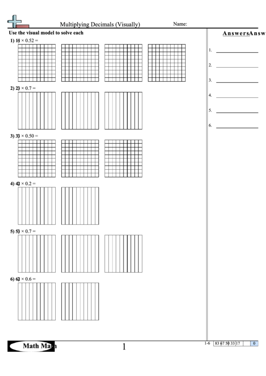 Multiplying Decimals Visually Worksheet Printable Pdf Download