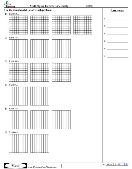 Multiplying Decimals With Grids Worksheets Worksheets Master