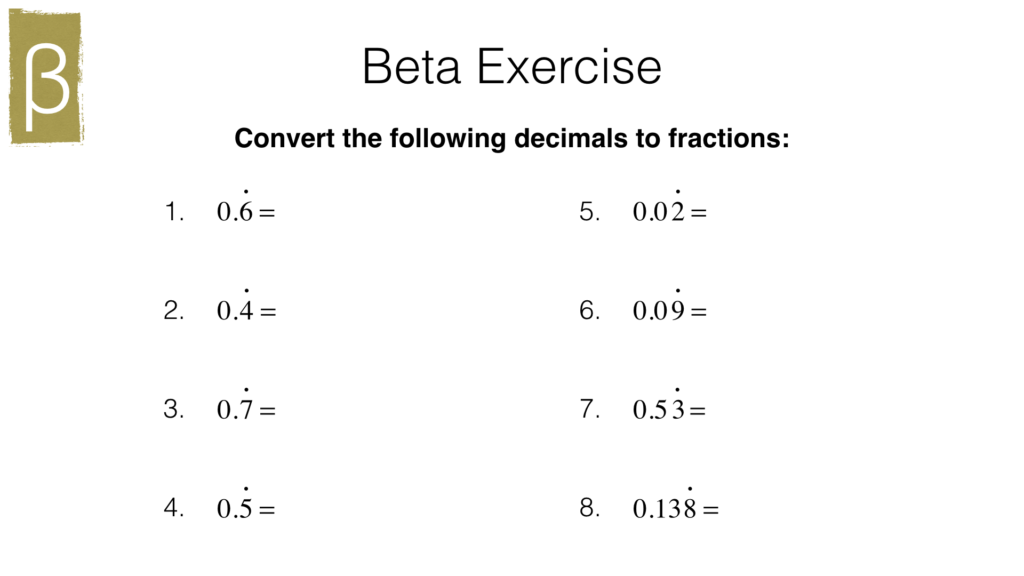 N10b Converting Recurring Decimals Into Fractions And Vice Versa 