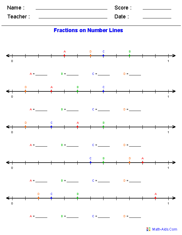 Number Line Fractions Fractions Decimals Worksheets Decimal Number