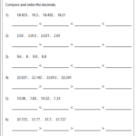 Ordering Decimals Worksheets