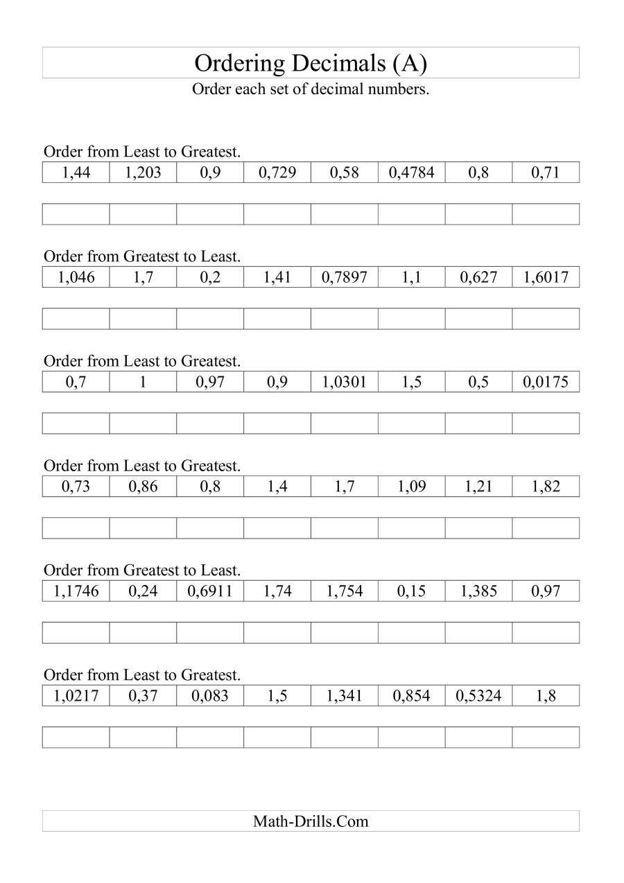 Ordering Fractions And Decimals Worksheet En 2020 Ordenar Decimales 