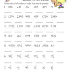 Ordering numbers worksheet fifth grade 2