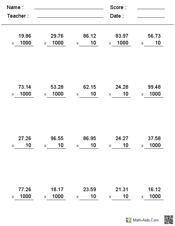 Pin By Miriam Magri On Maths Decimals Worksheets Multiplying 