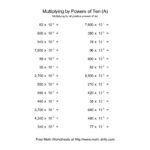 Powers Of Ten Worksheet Whole Numbers Multiplied By All Positive