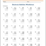 Printable Fifth Grade Decimal Worksheets