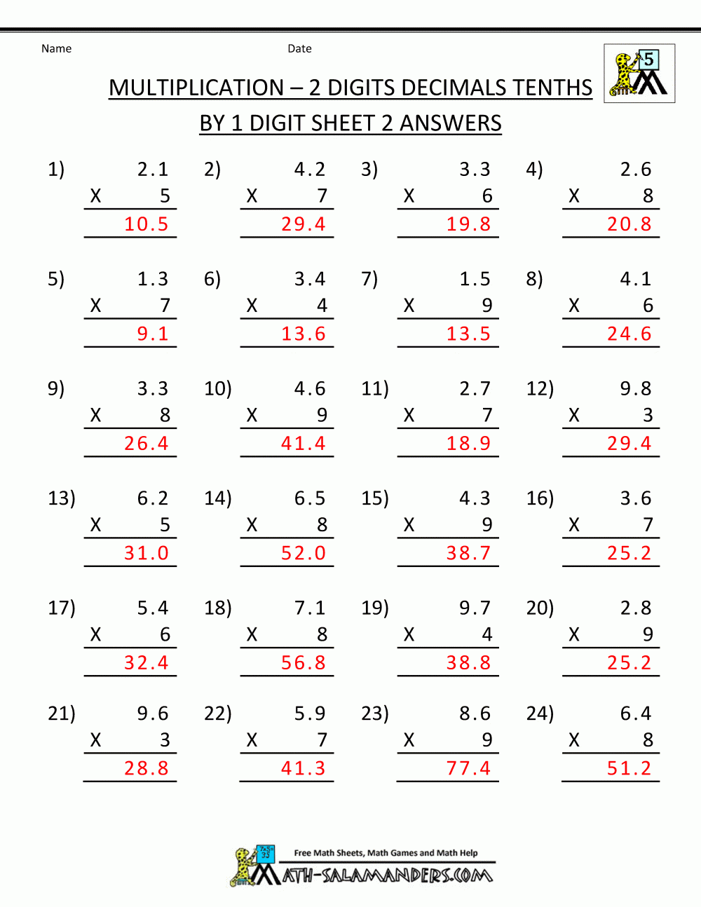 Printable Multiplication Sheet 5Th Grade Free Printable Multiplying 