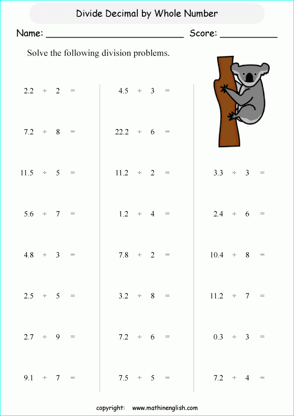 Printable Primary Math Worksheet For Math Grades 1 To 6 Based On The 