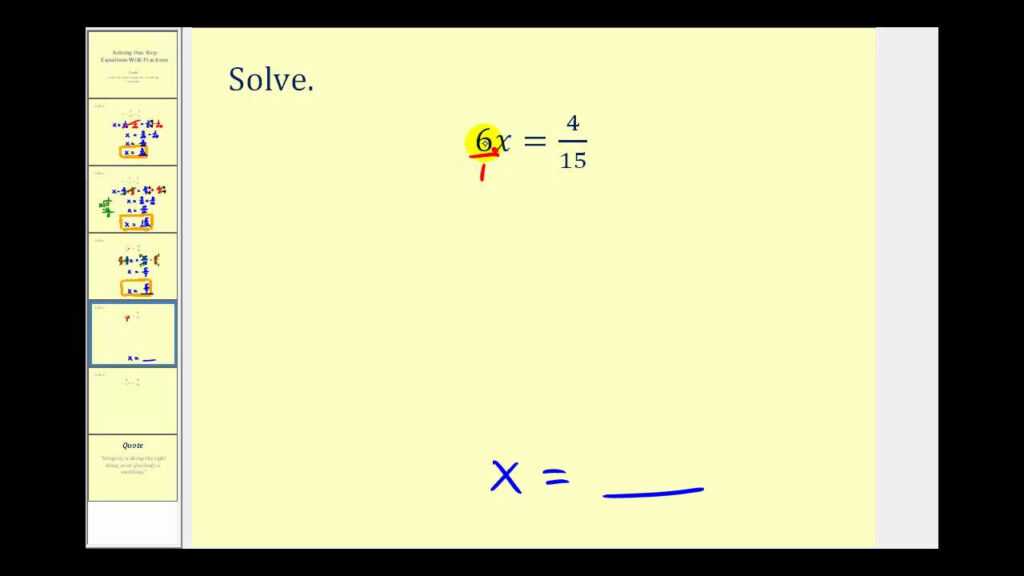 Solving One Step Equations With Fractions And Decimals Worksheet 