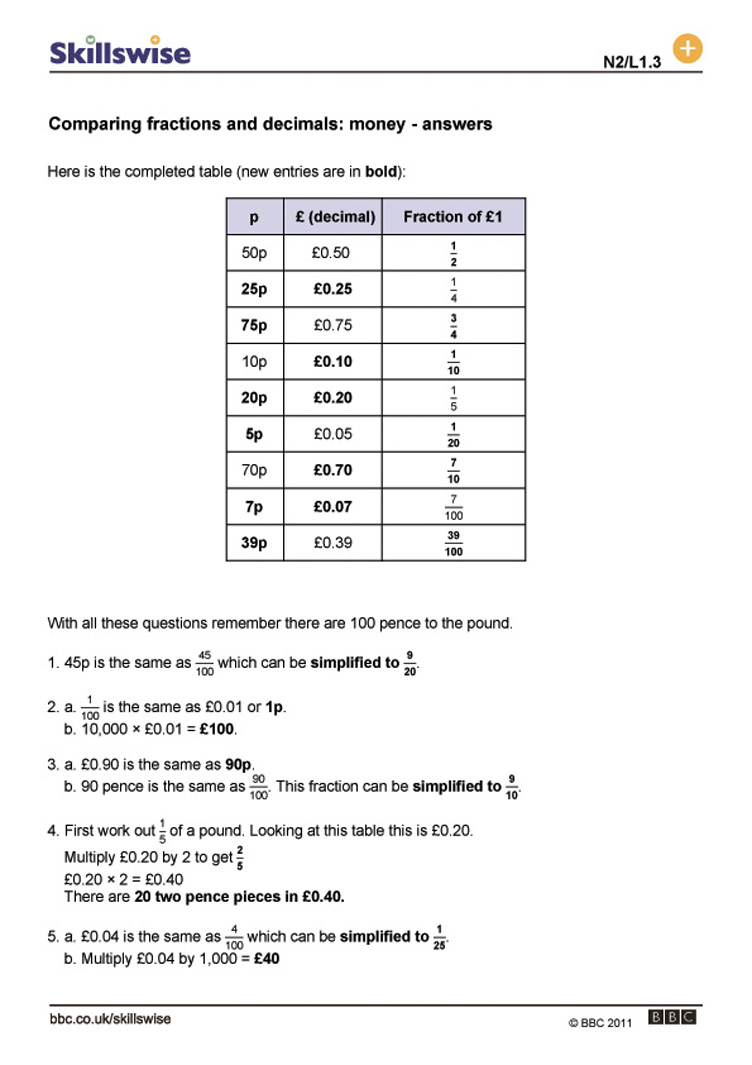 Worksheet Comparing Fractions And Decimals Grass Fedjp Worksheet 