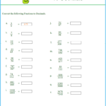 Worksheet On Fraction To Decimal