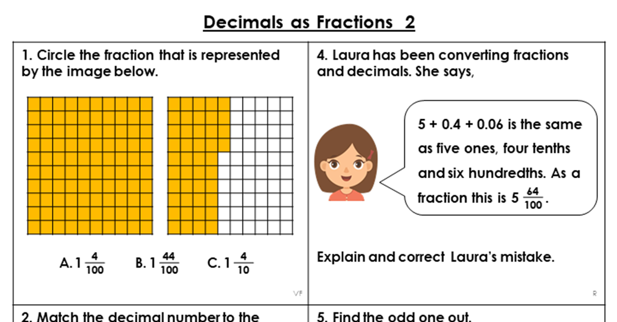 Year 5 Decimals As Fractions 2 Lesson Classroom Secrets Classroom 