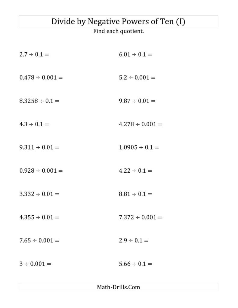 10 Best Images Of Dividing Decimals 5th Grade Math Worksheets 