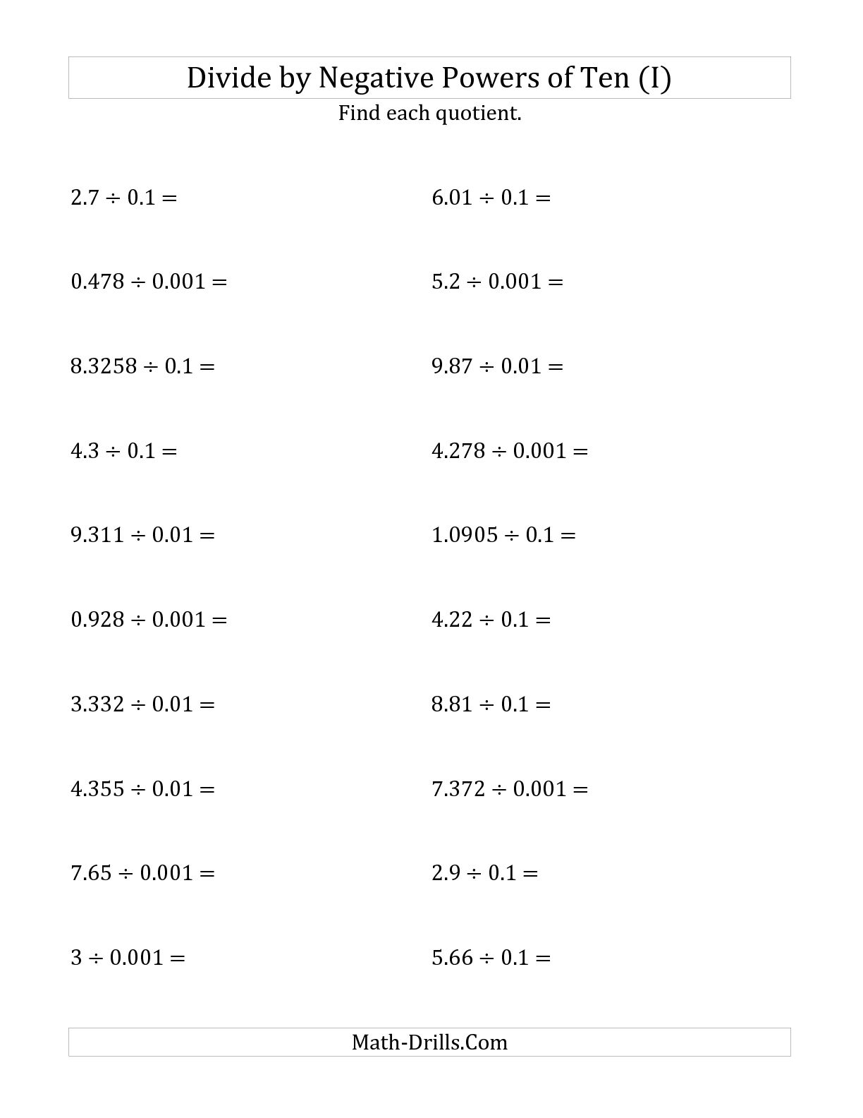 10 Best Images Of Dividing Decimals 5th Grade Math Worksheets 