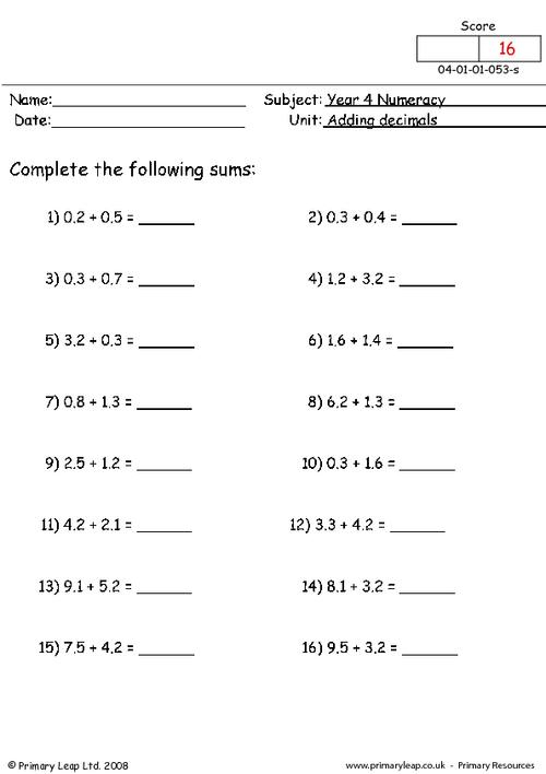 10 Decimal Review Worksheet Worksheeto