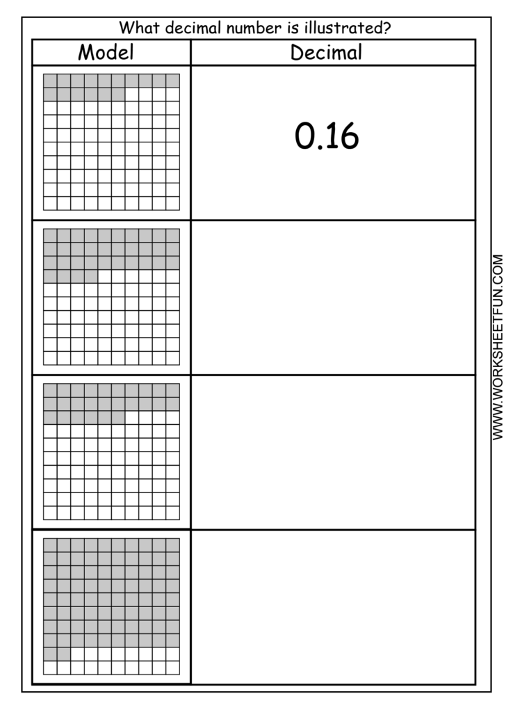 11 Decimal Hundredths Grid Worksheets Worksheeto