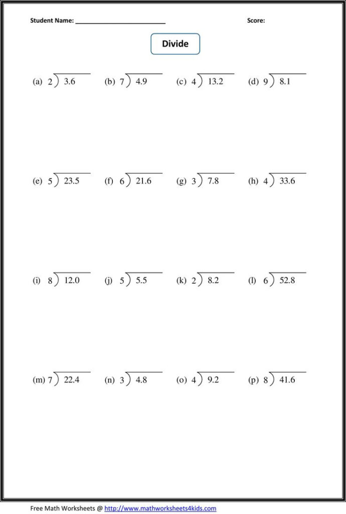 15 Best Images Of Free Division Worksheets For 5th Grade Long 