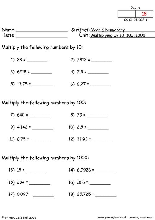 16 Multiplication By 10 Worksheet Worksheeto