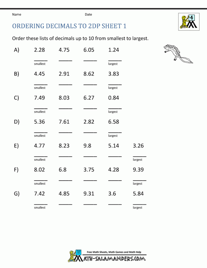 30 4Th Grade Decimal Worksheets Worksheets Decoomo