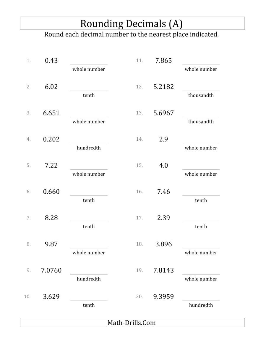 30 Rounding Decimals Worksheet 5th Grade Education Template