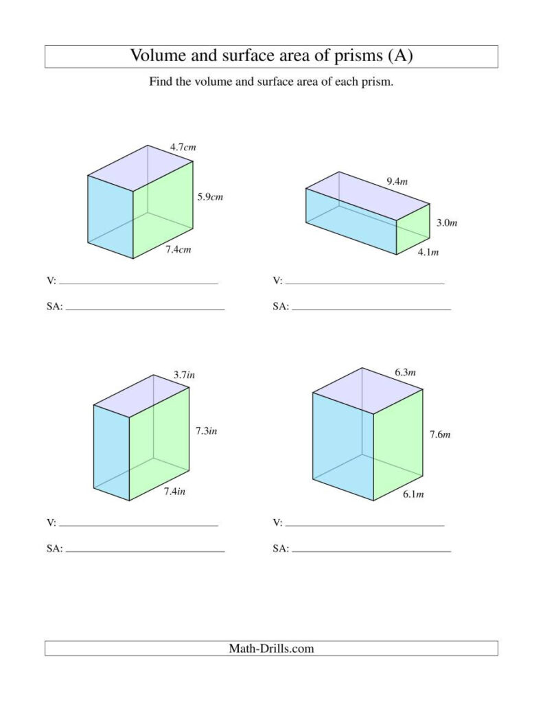 30 Volumes Of Prisms Worksheet Education Template