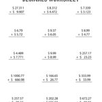 4th Grade Decimals Worksheets