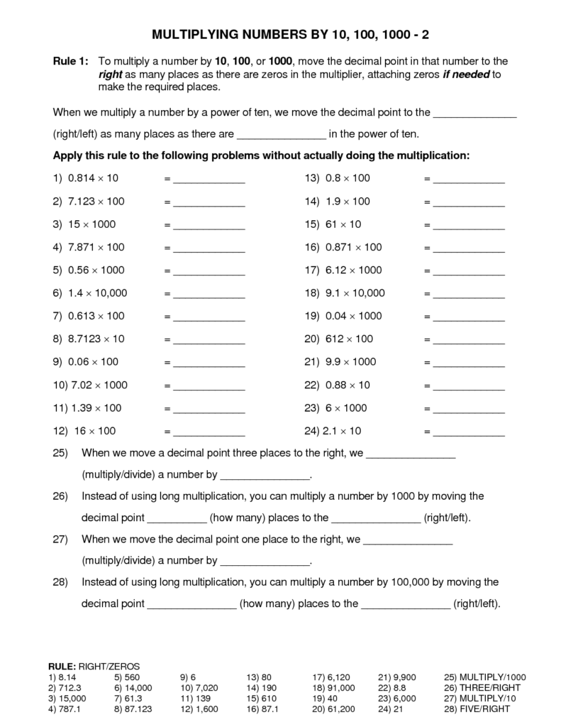 5 Write Decimals In Standard Form Worksheets Worksheeto