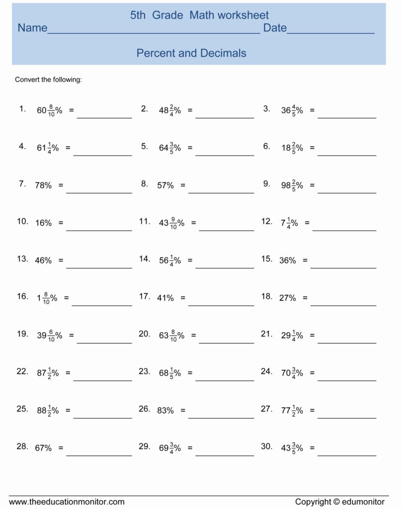 50 Fraction Decimal Percent Worksheet Pdf Chessmuseum Template Library