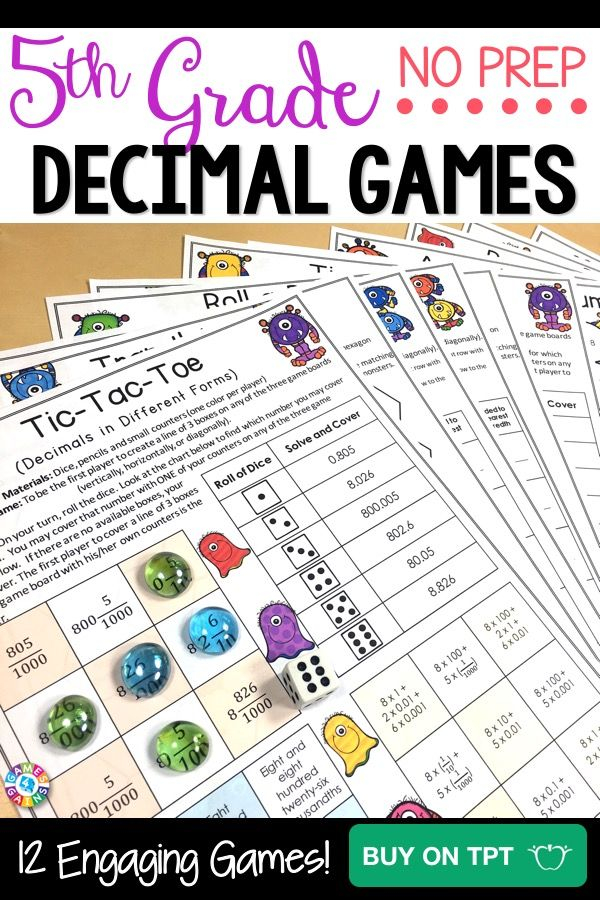 5th Grade Decimal Games For 5 NBT 3 And 5 NBT 4 Decimals 5th Grades