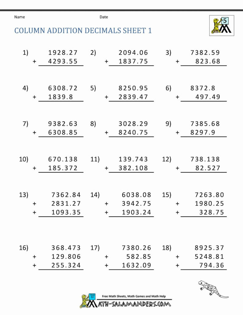 5th Grade Math Worksheet 5th Grade Math Free Printable Math 