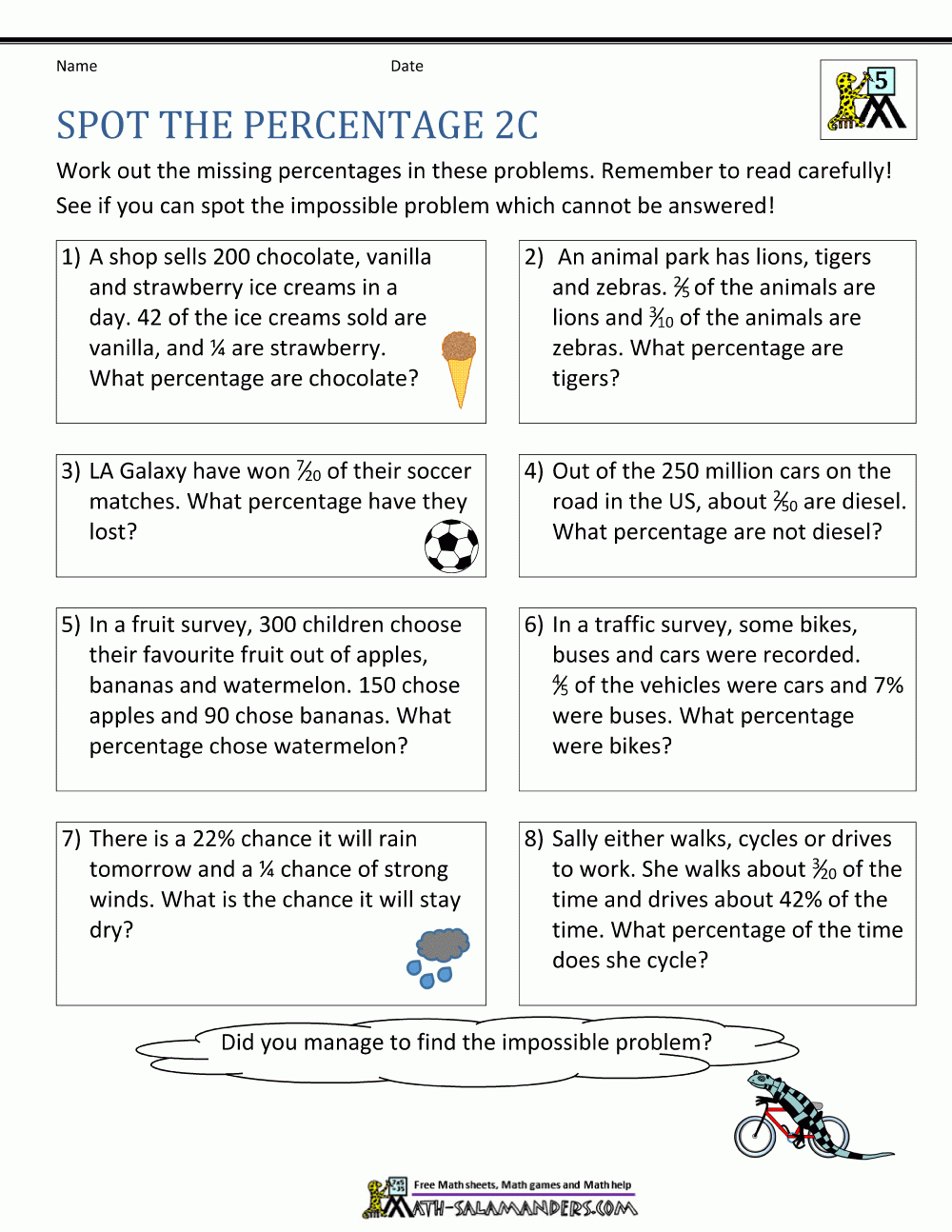 5th Grade Math Worksheets Fractions Decimals And Percents